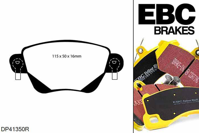 DP41350R, Jaguar X Type, 2.5 X Type, EBC Yellowstuff remblokken set achteras Voor modellen met Bosch remklauwen aan de achteras, Voor modellen met remschijf diameter van 280mm aan de achteras