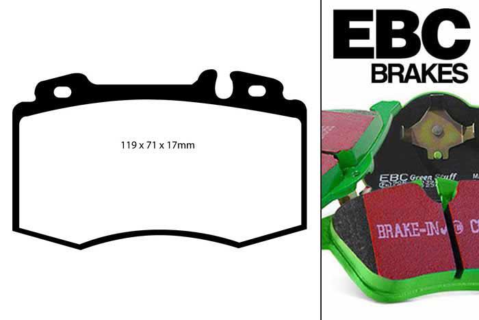 DP61363, Mercedes M-Class (W163), ML320 (3.2) 2000-2004, EBC Greenstuff remblokken set vooras, Voor modellen met Brembo remklauwen aan de vooras, Voor modellen met een remschijf diameter 345mm