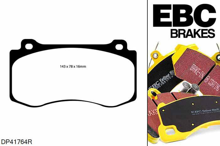 DP41764R, Dodge Charger, 6.4 2012-2015, EBC Yellowstuff remblokken set vooras, Voor modellen met Brembo remklauwen aan de vooras, Voor modellen met een remschijf diameter 360mm