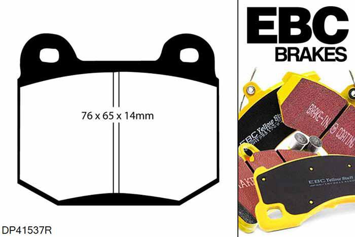 DP41537R, Subaru WRX STi, 2.5 Turbo 300 PK WRX STi, EBC Yellowstuff remblokken set achteras Voor modellen met Brembo remklauwen aan de achteras, Voor modellen met remschijf diameter van 316mm aan de achteras