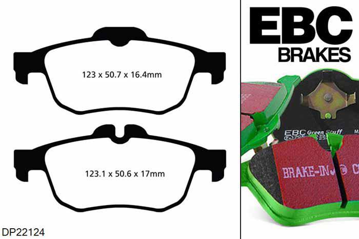 DP22124, Renault Talisman, 1.6 Turbo 200 PK 2015-, EBC Greenstuff remblokken set achteras, Voor modellen met remschijf diameter van 300mm aan de achteras