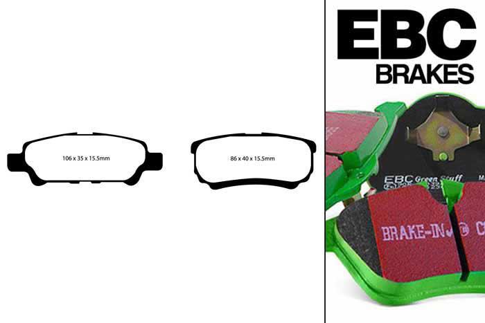 DP61563, Jeep Patriot, 2.4 2007-, EBC Greenstuff remblokken set achteras, Voor modellen met remschijf diameter van 262mm aan de achteras