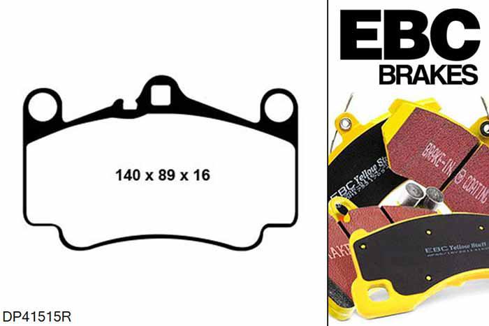 DP41515R, Porsche 911 (996) (Cast Iron Disc Only), 3.6 Twin Turbo 4S 2003-2005, EBC Yellowstuff remblokken set vooras, Voor modellen met Brembo remklauwen aan de vooras, Voor modellen met een remschijf diameter 330mm