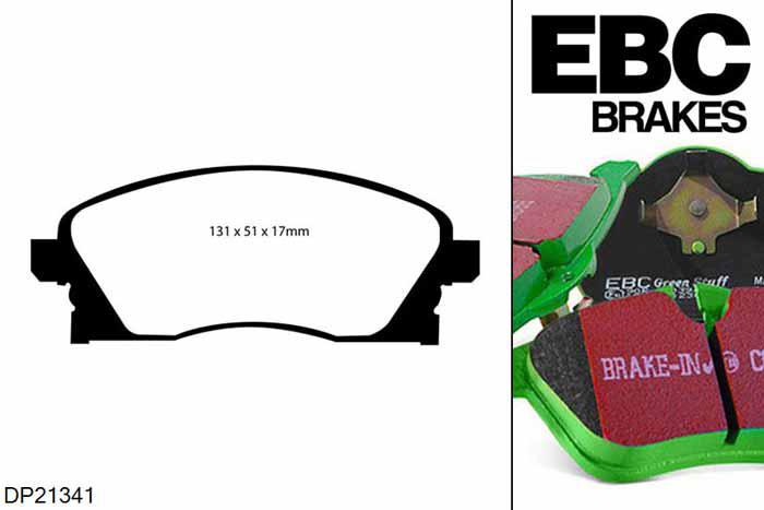 DP21341, Opel Corsa, 1.4 (ABS) 2000-2001, EBC Greenstuff remblokken set vooras, Voor modellen met TRW remklauwen aan de vooras, Voor modellen met een remschijf diameter 260mm