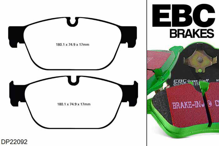 DP22092, Peugeot 508, 2.2 TD 204 PK 2011-, EBC Greenstuff remblokken set vooras, Voor modellen met ATE remklauwen aan de vooras, Voor modellen met een remschijf diameter 340mm