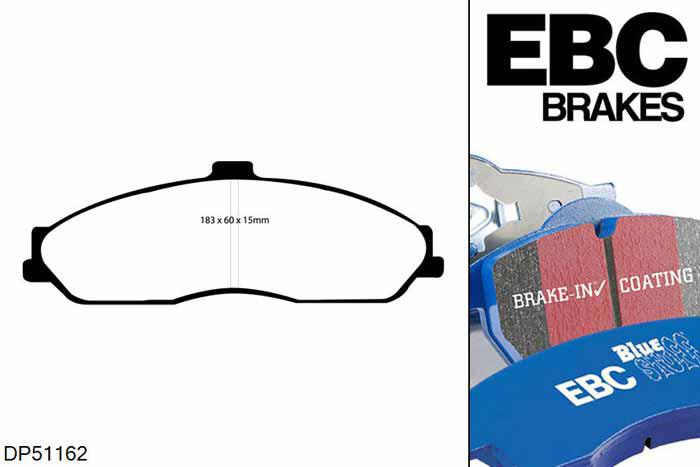 DP51162NDX, Chevrolet Corvette (C5), 5.7 1997-2005, EBC Bluestuff remblokken set vooras, Voor modellen met een remschijf diameter 325mm