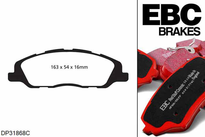 DP31868C, Ford Mustang (5th Generation), 4.6 GT 2010-2011, EBC Redstuff remblokken set vooras, Voor modellen met een remschijf diameter 336mm