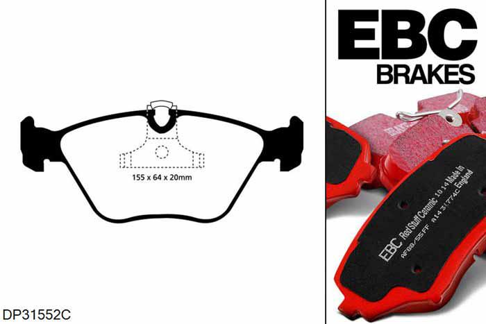 DP31552C, Rover 75, 4.6 2004-2005, EBC Redstuff remblokken set vooras, Voor modellen met ATE remklauwen aan de vooras, Voor modellen met een remschijf diameter 325mm