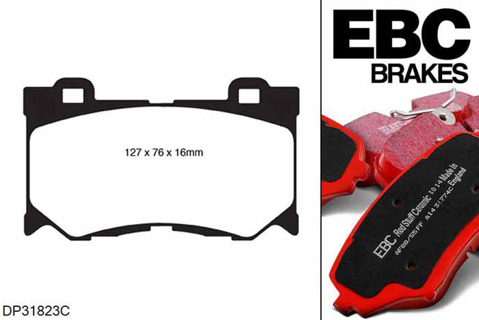 DP31823C, Nissan 370Z, 3.7 2009-, EBC Redstuff remblokken set vooras, Voor modellen met een remschijf diameter 355mm