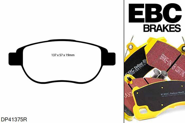 DP41375R, Citroen Xsara Estate, 2.0 TD 110 PK 2001-2005, EBC Yellowstuff remblokken set vooras, Voor modellen met Bosch remklauwen aan de vooras, Voor modellen met een remschijf diameter 282mm
