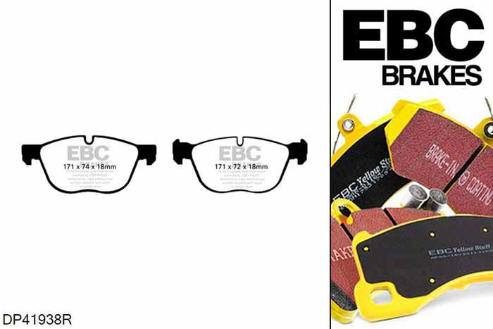 DP41938R, BMW X4, 3.0 Turbo (M40) 360 PK 2016-, EBC Yellowstuff remblokken set vooras, Voor modellen met ATE remklauwen aan de vooras