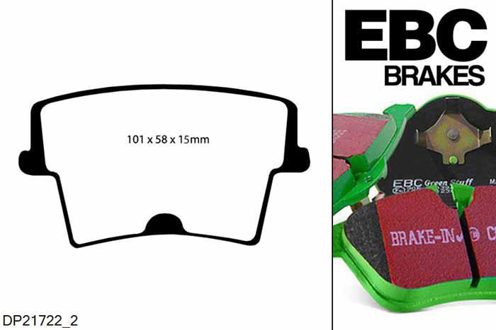 DP21722/2, Dodge Charger, 3.6 2011-, EBC Greenstuff remblokken set achteras, Voor modellen met remschijf diameter van 320mm aan de achteras