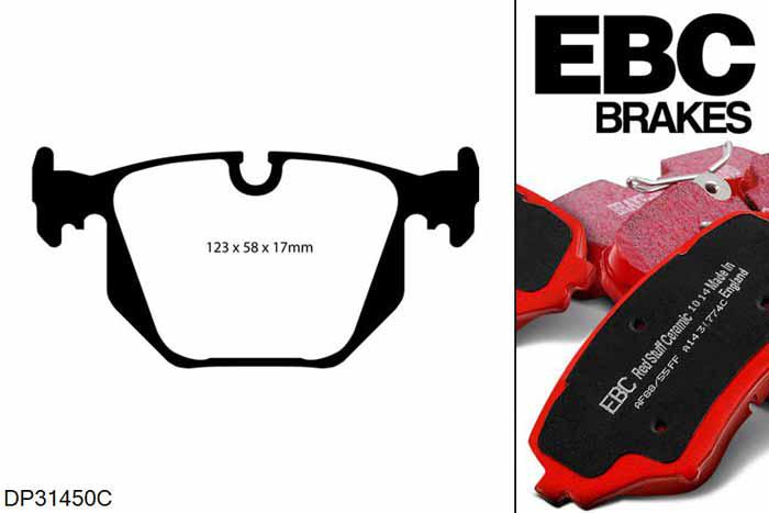 DP31450C, BMW 7 Series (E65), 735 (3.6) 2002-2003, EBC Redstuff remblokken set achteras, Voor modellen met ATE remklauwen aan de achteras, Voor modellen met remschijf diameter van 324mm aan de achteras