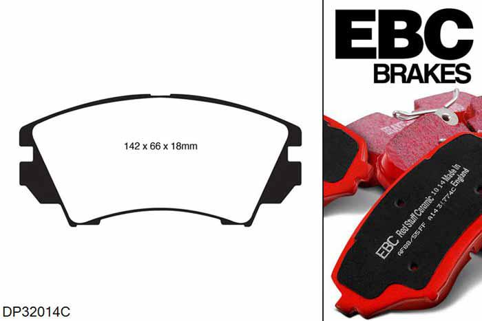 DP32014C, Opel Insignia, 2.0 Turbo 4WD 220 PK 2008-2011, EBC Redstuff remblokken set vooras, Voor modellen met Mando remklauwen aan de vooras, Voor modellen met een remschijf diameter 321mm