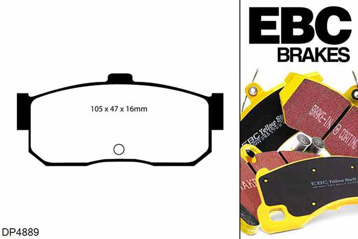 DP4889R, Nissan 100NX, 1.6 100NX, EBC Yellowstuff remblokken set achteras, Voor modellen met remschijf diameter van 234mm aan de achteras