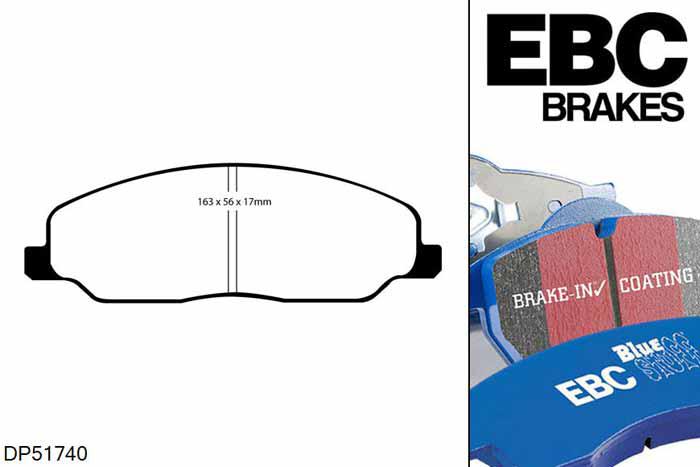 DP51740NDX, Ford Mustang (5th Generation), 4.6 GT 2005-2010, EBC Bluestuff remblokken set vooras, Voor modellen met een remschijf diameter 316mm
