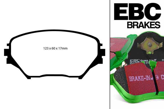 DP61402, Toyota Rav 4, 2.0 2000-2006, EBC Greenstuff remblokken set vooras, Voor modellen met Akebono remklauwen aan de vooras, Voor modellen met een remschijf diameter 275mm