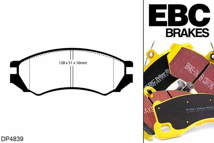 DP4839R, Nissan 100NX, 2.0 1991-1994, EBC Yellowstuff remblokken set vooras, Voor modellen met Akebono remklauwen aan de vooras, Voor modellen met een remschijf diameter 256mm
