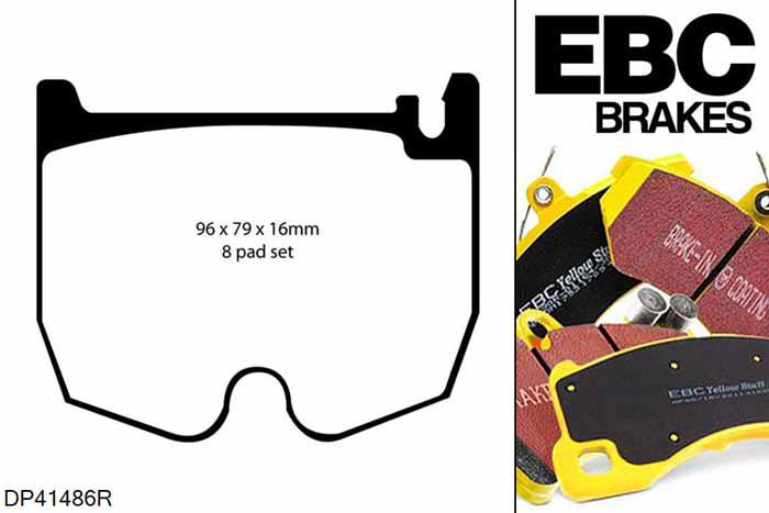 DP41486R, Mercedes E-Class (T211), E55 AMG 2002-2009, EBC Yellowstuff remblokken set vooras, Voor modellen met Brembo remklauwen aan de vooras, Voor modellen met een remschijf diameter 360mm