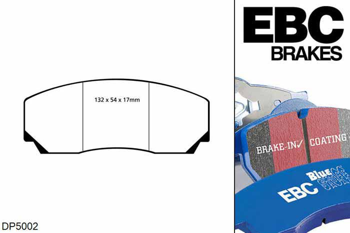DP5002NDX, Opel Omega (Lotus), 3.6 Twin Turbo 377 PK 1990-1994, EBC Bluestuff remblokken set vooras, Voor modellen met AP remklauwen aan de vooras, Voor modellen met een remschijf diameter 328mm