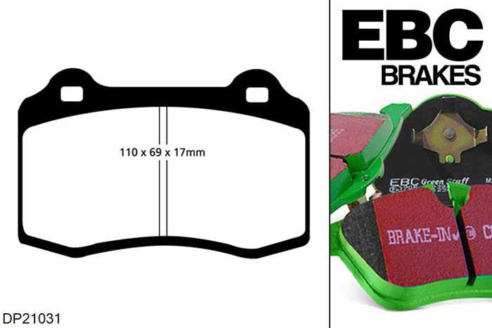 DP21031, Alfa Romeo GTV, 3.0 1997-2003, EBC Greenstuff remblokken set vooras, Voor modellen met Brembo remklauwen aan de vooras, Voor modellen met een remschijf diameter 305mm