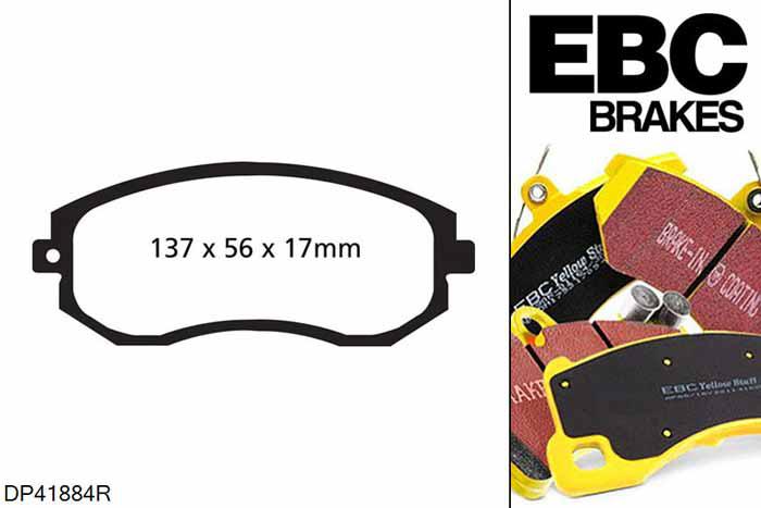 DP41884R, Subaru XV, 1.6 2012-, EBC Yellowstuff remblokken set vooras, Voor modellen met Tokico remklauwen aan de vooras, Voor modellen met een remschijf diameter 294mm