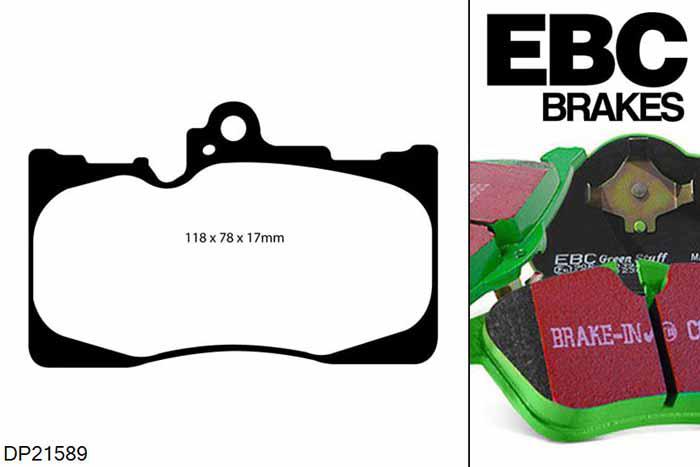 DP21589, Lexus GS430, 4.3 2005-2012, EBC Greenstuff remblokken set vooras, Voor modellen met een remschijf diameter 334mm