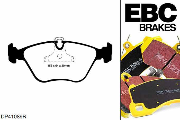 DP41089R, BMW 3 Series (E46), 330 i (3.0) 2000-2005, EBC Yellowstuff remblokken set vooras, Voor modellen met ATE remklauwen aan de vooras, Voor modellen met een remschijf diameter 325mm