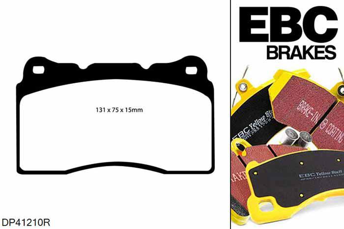 DP41210R, Mitsubishi Lancer Evo 9, 2.0 Turbo 2005-2008, EBC Yellowstuff remblokken set vooras, Voor modellen met Brembo remklauwen aan de vooras, Voor modellen met een remschijf diameter 320mm