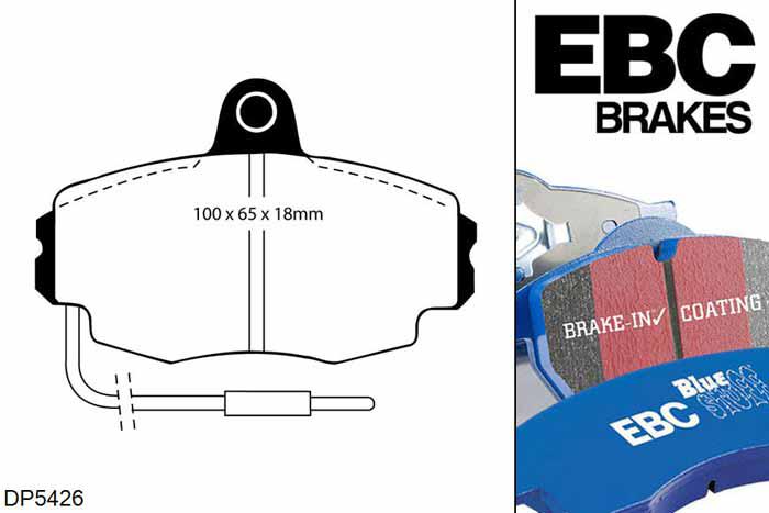 DP5426NDX, Renault Clio Mk1, 1.8 75mm ABS ring 1990-1992, EBC Bluestuff remblokken set vooras, Voor modellen met Girling/TRW remklauwen aan de vooras, Voor modellen met een remschijf diameter 238mm