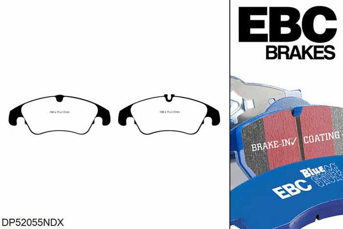 DP52055NDX, Ford Focus Mk2, 2.5 Turbo RS 500 350 PK 2010-2011, EBC Bluestuff remblokken set vooras, Voor modellen met TRW remklauwen aan de vooras, Voor modellen met een remschijf diameter 336mm