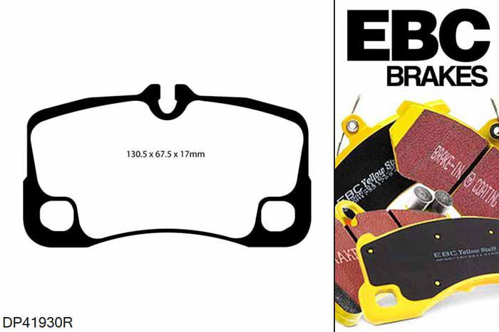 DP41930R, Porsche 911 (997) (Cast Iron Disc Only), 3.6 Twin Turbo 480 PK 911 (997) (Cast Iron Disc Only), EBC Yellowstuff remblokken set achteras Voor modellen met Brembo remklauwen aan de achteras, Voor modellen met remschijf diameter van 350mm aan de achteras