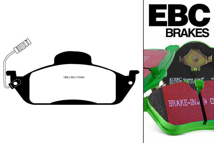 DP61232, Mercedes M-Class (W163), ML320 (3.2) 1998-1999, EBC Greenstuff remblokken set vooras, Voor modellen met een remschijf diameter 303mm
