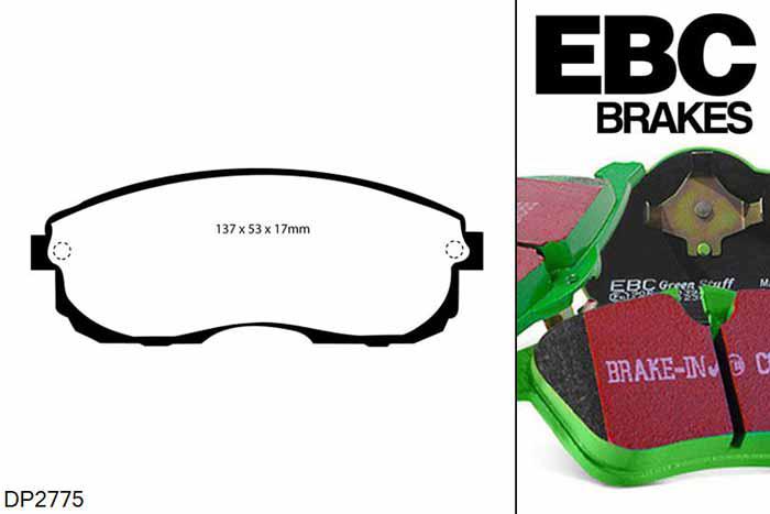 DP2775, Nissan 200SX, 1.8 Turbo (S13) 1991-1994, EBC Greenstuff remblokken set vooras, Voor modellen met een remschijf diameter 280mm