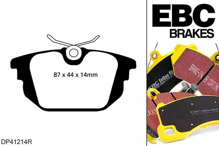 DP41214R, Fiat Barchetta, 1.8 Barchetta, EBC Yellowstuff remblokken set achteras Voor modellen met Girling/TRW remklauwen aan de achteras, Voor modellen met remschijf diameter van 240mm aan de achteras