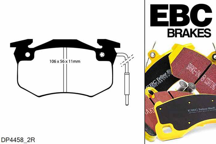 DP4458/2R, Citroen Xsara Picasso, 1.6 TD 92 PK Xsara Picasso, EBC Yellowstuff remblokken set achteras Voor modellen met Bendix remklauwen aan de achteras, Voor modellen met remschijf diameter van 247mm aan de achteras