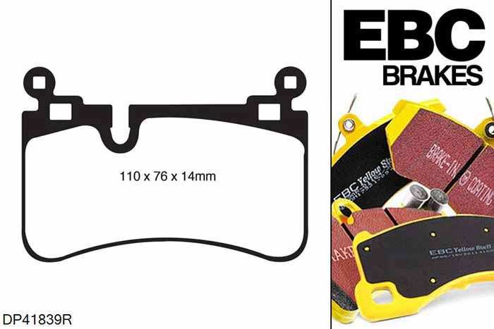 DP41839R, Mercedes E-Class (T211), E63 AMG E-Class (T211), EBC Yellowstuff remblokken set achteras Voor modellen met Brembo remklauwen aan de achteras, Voor modellen met remschijf diameter van 330mm aan de achteras