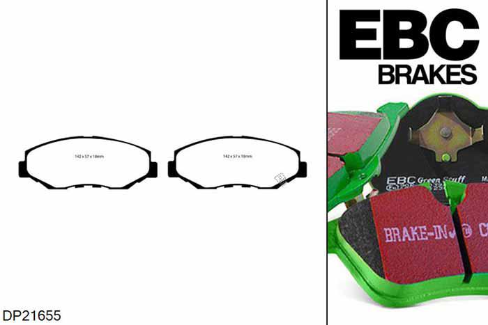 DP21655, Honda CR-V, 2.0 2002-2005, EBC Greenstuff remblokken set vooras, Voor modellen met een remschijf diameter 282mm