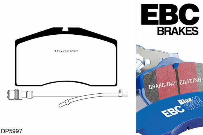 DP5997NDX, Audi S/RS RS2, 2.2 Turbo 311 PK 1993-1996, EBC Bluestuff remblokken set vooras, Voor modellen met Brembo remklauwen aan de vooras, Voor modellen met een remschijf diameter 322mm