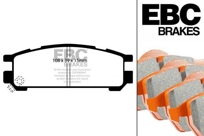 DP9821, Subaru Impreza, 2.0 Turbo 1994-1996, EBC Orangestuff remblokken set achteras, Voor modellen met remschijf diameter van 266mm aan de achteras