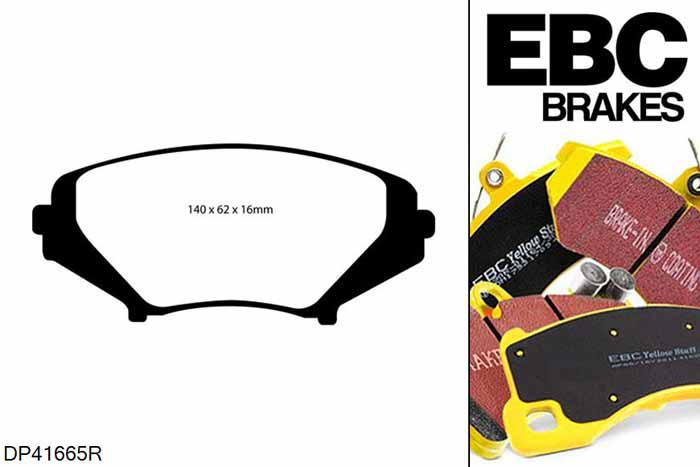 DP41665R, Mazda RX8, 1.3 (Rotary) (UK) 2003-2012, EBC Yellowstuff remblokken set vooras, Voor modellen met Sumitomo remklauwen aan de vooras, Voor modellen met een remschijf diameter 323mm