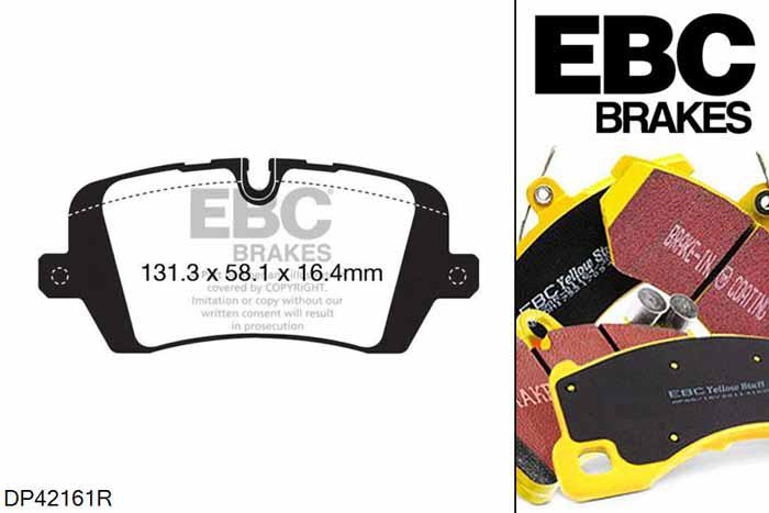 DP42161R, Land Rover Range Rover (L405), 3.0 Supercharged 340 PK Range Rover (L405), EBC Yellowstuff remblokken set achteras Voor modellen met TRW remklauwen aan de achteras, Voor modellen met remschijf diameter van 365mm aan de achteras