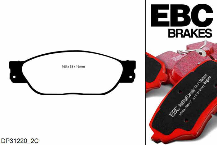 DP31220/2C, Jaguar S-Type, 2.7 TD (Sport Suspension) 204 PK 2004-2006, EBC Redstuff remblokken set vooras, Voor modellen met Girling/TRW remklauwen aan de vooras, Voor modellen met een remschijf diameter 320mm
