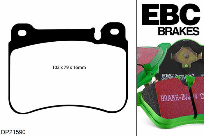 DP21590, Mercedes C-Class Coupe (CL203), C350 2005-2008, EBC Greenstuff remblokken set vooras, Voor modellen met Brembo remklauwen aan de vooras, Voor modellen met een remschijf diameter 330mm