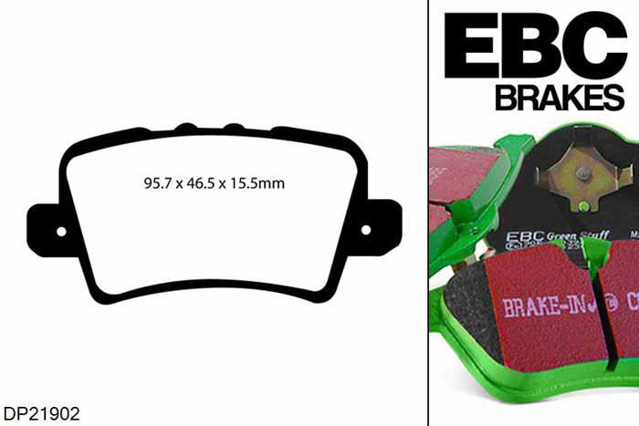 DP21902, Honda Civic (8th Gen), 1.4 (FN) 2006-2012, EBC Greenstuff remblokken set achteras, Voor modellen met TRW remklauwen aan de achteras, Voor modellen met remschijf diameter van 260mm aan de achteras