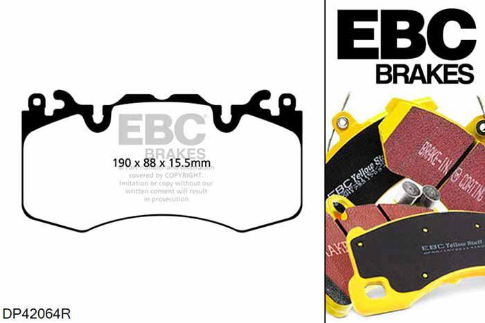 DP42064R, Land Rover Range Rover (L405), 3.0 TD 258 PK 2012-, EBC Yellowstuff remblokken set vooras, Voor modellen met Brembo remklauwen aan de vooras, Voor modellen met een remschijf diameter 380mm