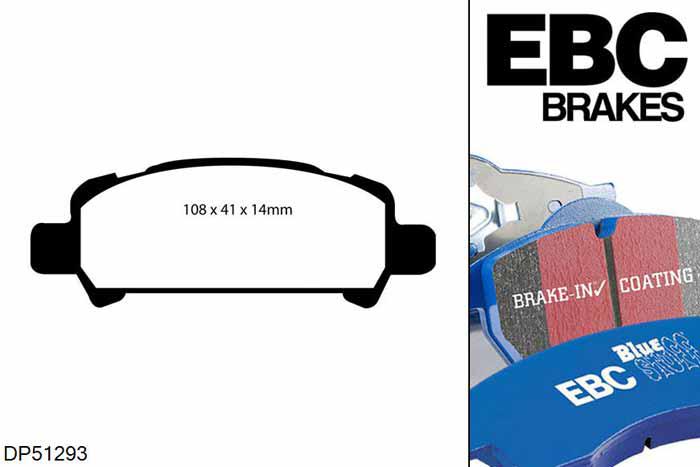 DP51293NDX, Subaru Impreza, 2.0 Turbo (UK) 1998-2002, EBC Bluestuff remblokken set achteras, Voor modellen met remschijf diameter van 290mm aan de achteras