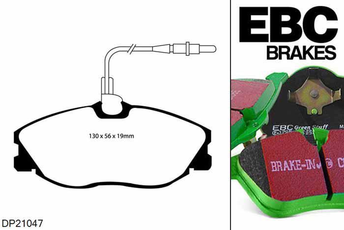 DP21047, Citroen Xsara, 2.0 TD 110 PK 2001-2002, EBC Greenstuff remblokken set vooras, Voor modellen met Girling/TRW remklauwen aan de vooras, Voor modellen met een remschijf diameter 283mm