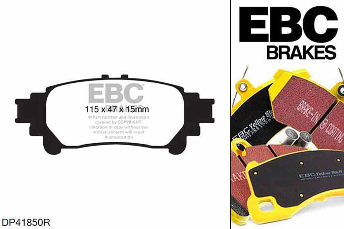 DP41850R, Lexus GS300h, 2.5 hydrid GS300h, EBC Yellowstuff remblokken set achteras, Voor modellen met remschijf diameter van 310mm aan de achteras