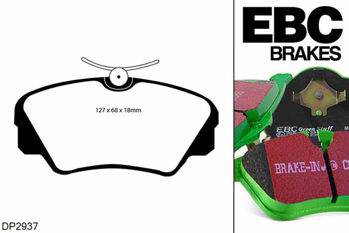 DP2937, Opel Omega, 3.2 2001-2003, EBC Greenstuff remblokken set vooras, Voor modellen met Girling/TRW remklauwen aan de vooras, Voor modellen met een remschijf diameter 296mm